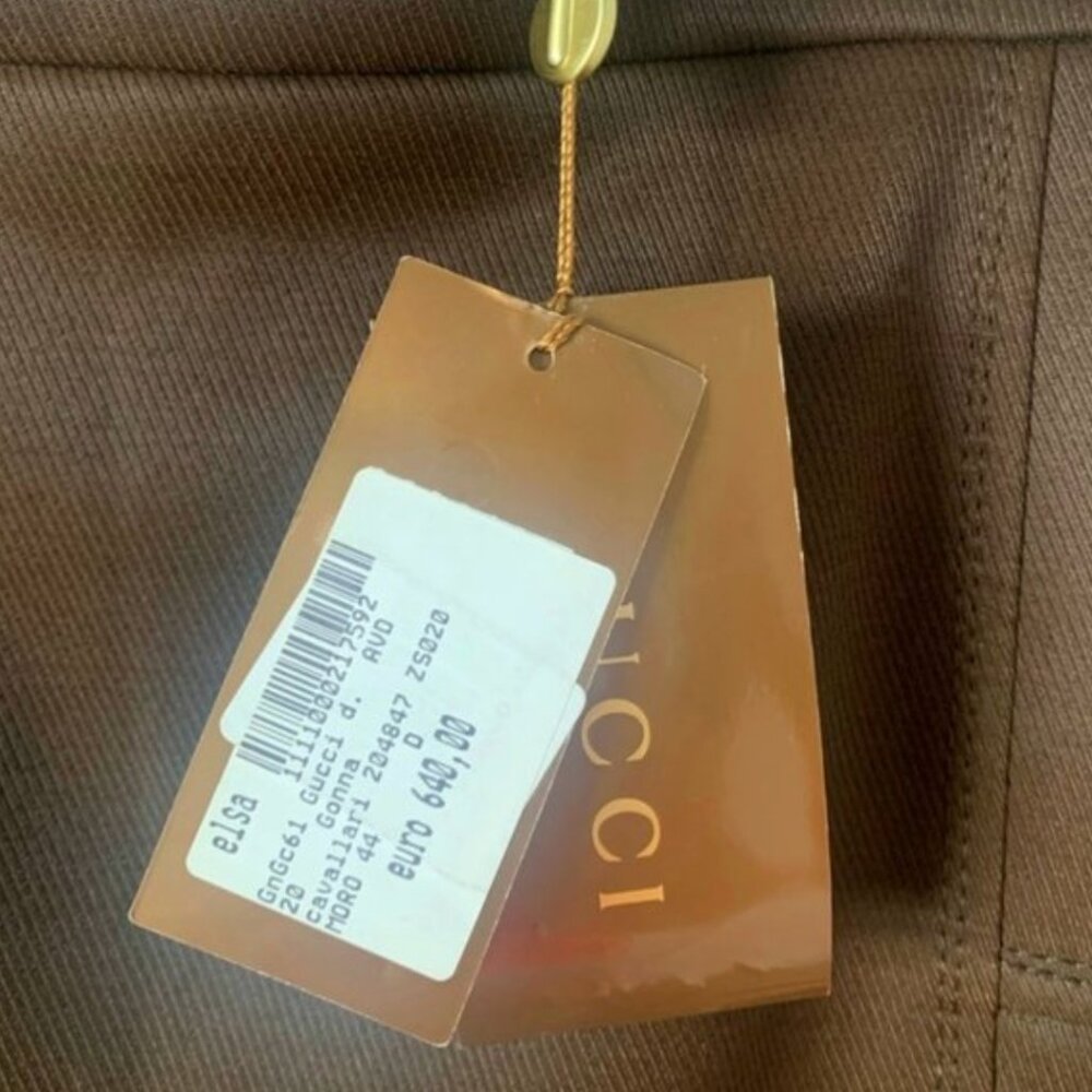 Gucci Elsa Skirt by Frida Giannini Brown Wool Lace-Up Detail IT 44 NWT - Picture 2 of 9